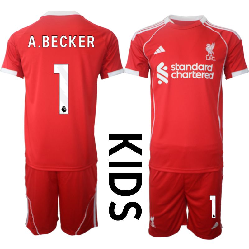 Youth 2025-2026 Season Club Liverpool home red #1 Soccer Jersey